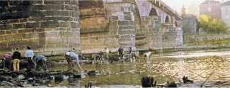 1971 wurde wegen Sanierungsarbeiten der Wasserstand der Mosel gesenkt. Dies nutzten Münzsammler, um im Umfeld der Römerbrücke auf Schatzsuche zu gehen. Mit Schaufeln, Sieben und bloßen Händen sollen die Münzen geborgen und teilweise für wenige Mark an Passanten verkauft worden sein. 1981 wurde die Schatzsuche an der Römerbrücke verboten.